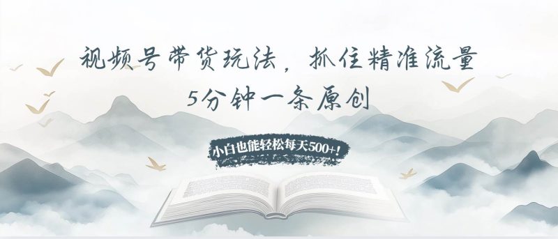 (13492期)視頻號帶貨玩法,抓住精準(zhǔn)流量,5分鐘一條原創(chuàng),小白也能輕松每天500+! - 嚴(yán)選資源大全 - 嚴(yán)選資源大全