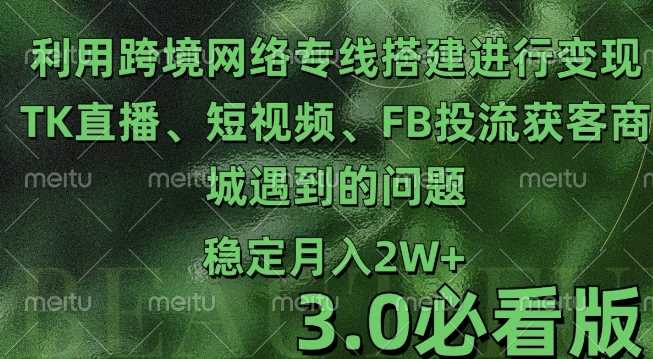 利用跨境電商網(wǎng)絡(luò)及搭建TK直播、短視頻、FB投流獲客以及商城遇到的問(wèn)題進(jìn)行變現(xiàn)3.0必看版【揭秘】 - 嚴(yán)選資源大全