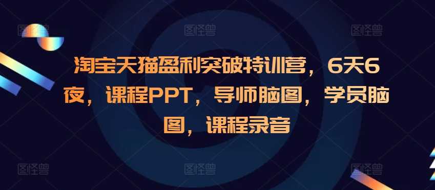 淘寶天貓盈利突破特訓營,6天6夜,課程PPT,導師腦圖,學員腦圖,課程錄音 - 嚴選資源大全
