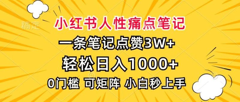 （13637期）小紅書人性痛點筆記，一條筆記點贊3W+，輕松日入1000+，小白秒上手 - 嚴選資源大全 - 嚴選資源大全