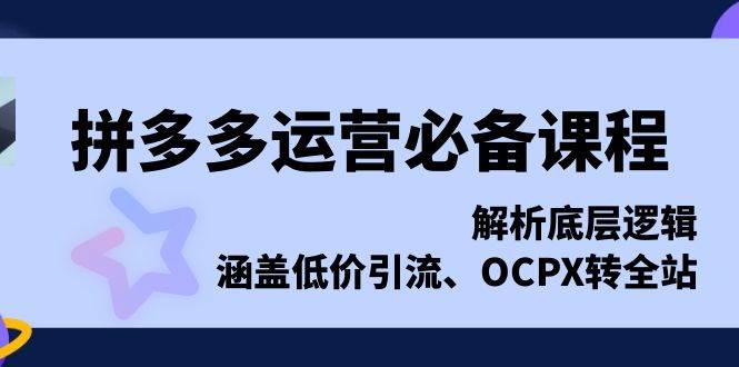 (13700期)拼多多運營必備課程,解析底層邏輯,涵蓋低價引流、OCPX轉全站 - 嚴選資源大全