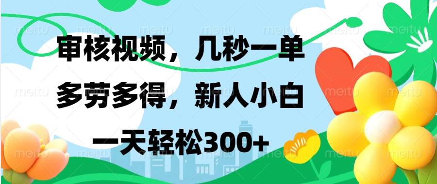 (13719期)視頻審核,新手可做,多勞多得,新人小白一天輕松300+ - 嚴選資源大全