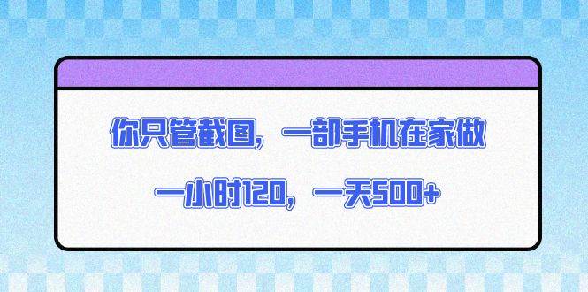 （13785期）你只管截圖，一部手機在家做，一小時120，一天500+ - 嚴選資源大全