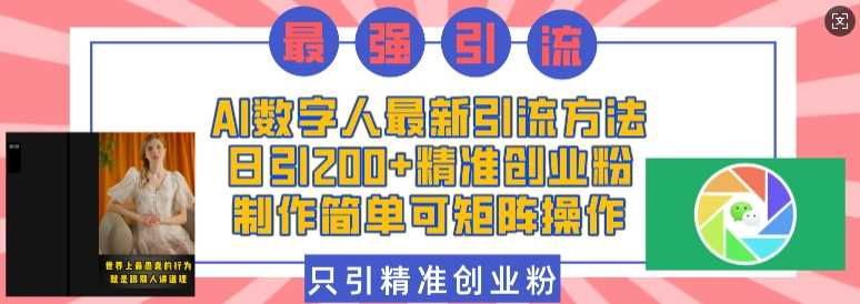 AI數字人最新引流方法,日引200+精準創業粉,制作簡單可矩陣操作 - 嚴選資源大全