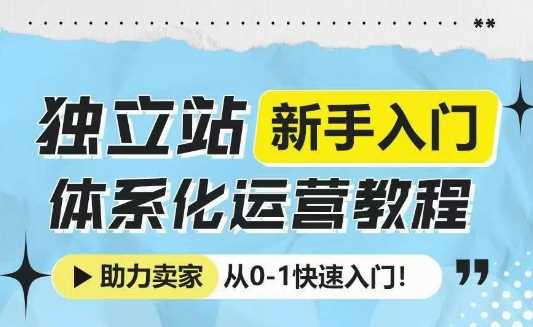獨立站新手入門體系化運營教程,助力獨立站賣家從0-1快速入門! - 嚴選資源大全