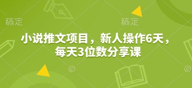 小說推文項目,新人操作6天,每天3位數分享課 - 嚴選資源大全