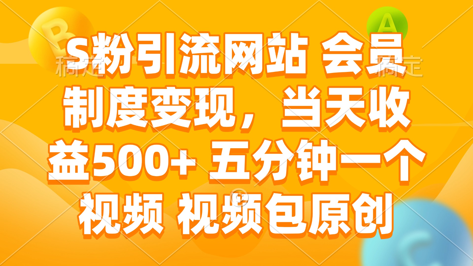 S粉引流網站 會員制度變現，當天收益500+ 五分鐘一個視頻 視頻包原創 - 嚴選資源大全