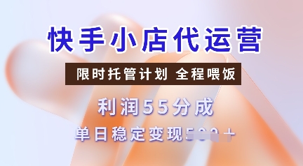 快手小店代運營，限時托管計劃，收益55分，單日穩定變現多張【揭秘】 - 嚴選資源大全
