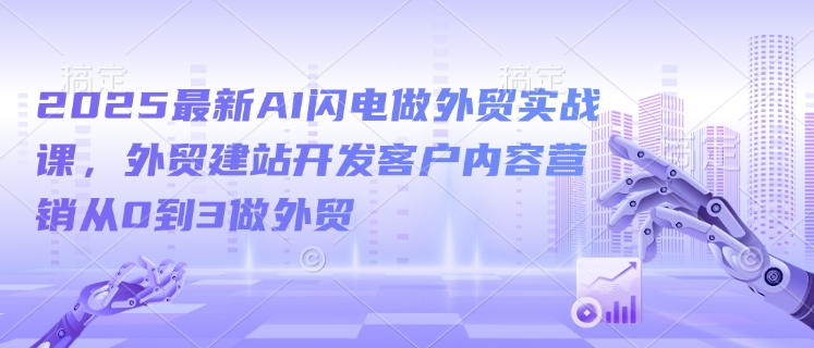2025最新AI閃電做外貿實戰課，外貿建站開發客戶內容營銷從0到3做外貿 - 嚴選資源大全