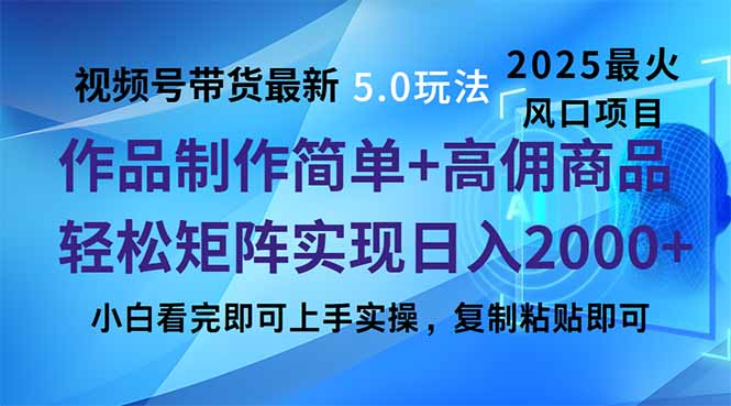 視頻號帶貨最新5.0玩法,作品制作簡單,當天起號,復制粘貼,輕松矩陣… - 嚴選資源大全