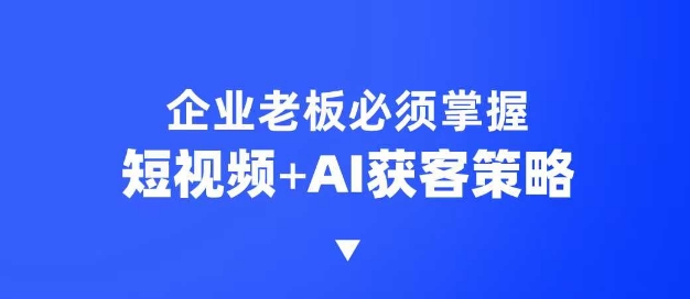 企業短視頻AI獲客霸屏流量課，6步短視頻+AI突圍法，3大霸屏搶客策略 - 嚴選資源大全