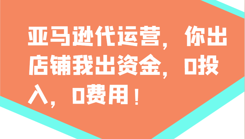 亞馬遜代運營，你出店鋪我出資金，0投入，0費用，無責任每天300分紅，贏虧我承擔 - 嚴選資源大全