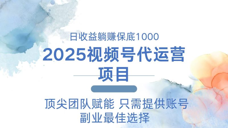 2025視頻號代運營 日躺賺1000＋ 只需提供賬號 - 嚴選資源大全 - 嚴選資源大全