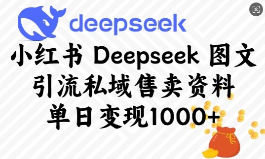 小紅書Deepseek圖文引流私域售賣資料,單日變現(xiàn)多張 - 嚴(yán)選資源大全