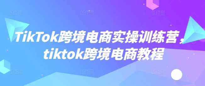 TikTok跨境電商實操訓練營,tiktok跨境電商教程 - 嚴選資源大全