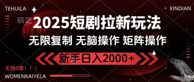 2025短劇拉新玩法,無需注冊登錄,無限0擼,無腦批量操作日入2000+ - 嚴選資源大全 - 嚴選資源大全