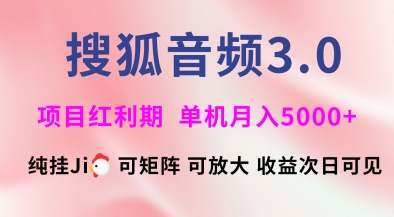 搜狐音頻掛ji3.0.可矩陣可放大,獨家技術,穩定月入5000+【揭秘】 - 嚴選資源大全