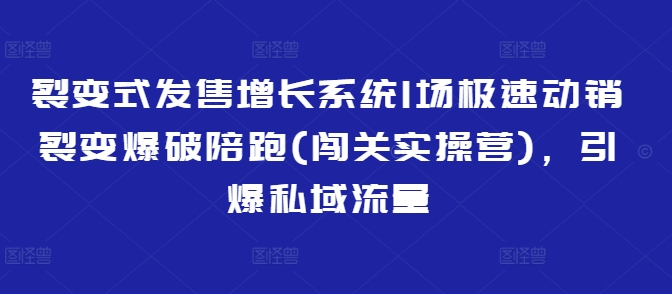 裂變式發售增長系統1場極速動銷裂變爆破陪跑(闖關實操營)，引爆私域流量 - 嚴選資源大全