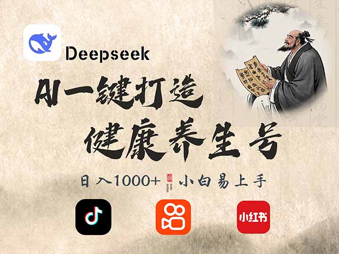 DeepSeek做養(yǎng)生號(hào)，一條作品漲粉2萬(wàn)+，輕松日入300+ - 嚴(yán)選資源大全