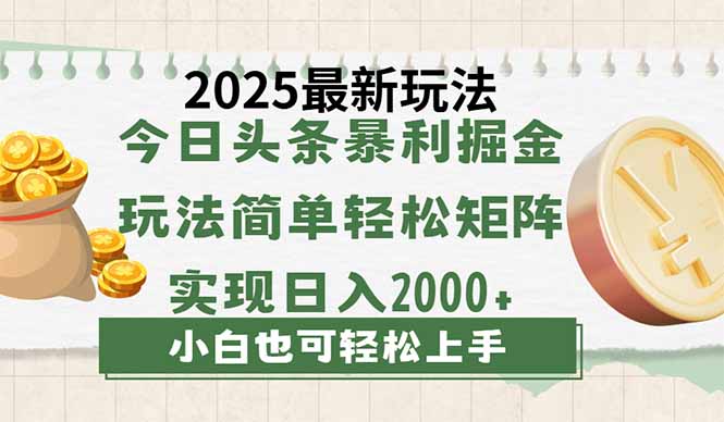 今日頭條2025最新玩法，思路簡單，復(fù)制粘貼，輕松實現(xiàn)矩陣日入2000+ - 嚴(yán)選資源大全