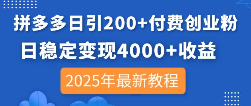 拼多多日引200+付費創業粉,日穩定變現4000+收益,2025年最新教程 - 嚴選資源大全 - 嚴選資源大全