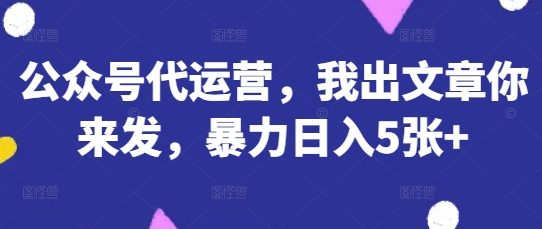 公眾號代運營,我出文章你來發,暴力日入5張+【揭秘】 - 嚴選資源大全