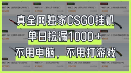 真全網獨家CSGO掛G，單日撿漏1k+【揭秘】 - 嚴選資源大全