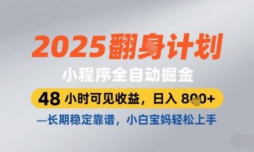 2025小程序全自動掘金，48 小時可見收益，日入8張，長期穩定靠譜，小白寶媽輕松上手【揭秘】 - 嚴選資源大全