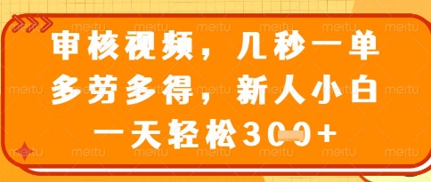 視頻審核員,幾秒一單,不限時間,不限地點,多做多得,新人小白一天輕松幾張+【揭秘】 - 嚴選資源大全