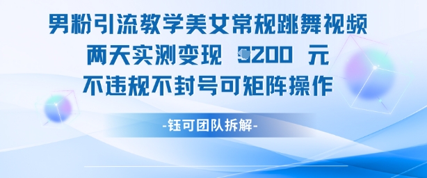 男粉引流教學美女常規跳舞視頻兩天實測變現1k+,不違規不封號可矩陣操作 - 嚴選資源大全