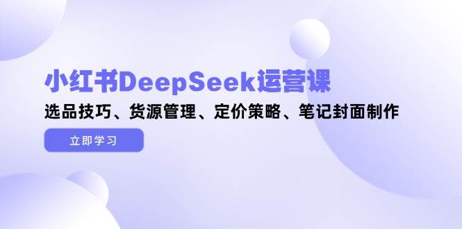 小紅書DeepSeek運營課,選品技巧、貨源管理、定價策略、筆記封面制作 - 嚴選資源大全