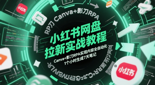 小紅書網盤拉新實戰教程,Canva+影刀RPA實現內容全自動化,1個小時生成7天筆記 - 嚴選資源大全