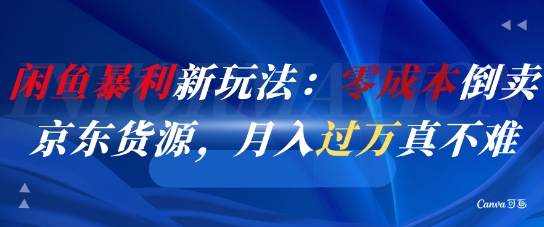 閑魚暴利新玩法：零成本倒賣京東貨源，月入過1W真不難 - 嚴選資源大全