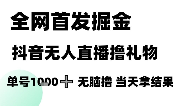 全網(wǎng)首發(fā)掘金抖音無人直播擼禮物，單號1k +無腦擼，當(dāng)天拿結(jié)果【揭秘】 - 嚴選資源大全