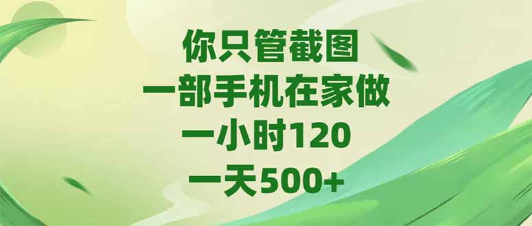 你只管截圖，一部手機在家做，一小時120，-天500+ - 嚴選資源大全