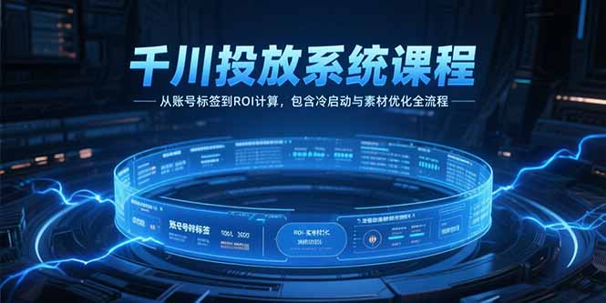 千川投放系統課程，從賬號標簽到ROI計算，包含冷啟動與素材優化全流程 - 嚴選資源大全