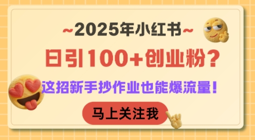 2025年小紅書日引100+創(chuàng)業(yè)粉？這招新手抄作業(yè)也能爆流量！ - 嚴選資源大全