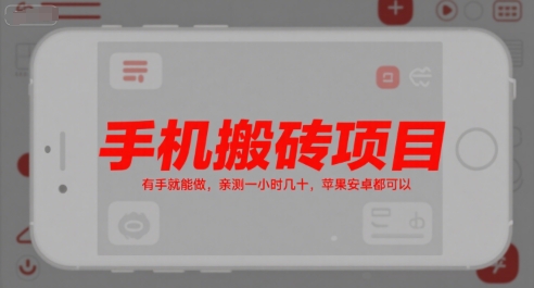 手機搬磚項目,有手就能做,親測一小時幾十,蘋果安卓都可以 - 嚴選資源大全