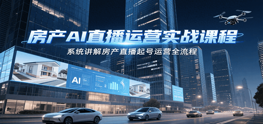 房產AI直播運營實戰課程，系統講解房產直播起號運營全流程 - 嚴選資源大全