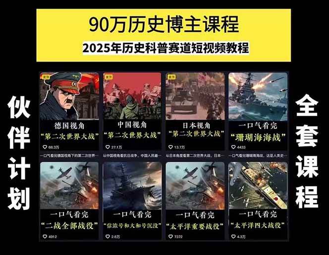 圖片[1] - 短視頻歷史賽道實戰教程，手機電腦雙端剪輯教程和賬號運營指南與變現技巧 - 嚴選資源大全 - 嚴選資源大全