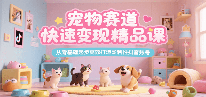 寵物賽道快速變現精品課，從零基礎起步高效打造盈利性抖音賬號 - 嚴選資源大全