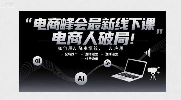電商峰會最新線下課,電商人破局,如何用AI降本增效,AI應用-全域推廣-直播運營-付費流量 - 嚴選資源大全
