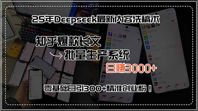 25年Deepseek最新內容洗稿術,知乎爆款長文批量生產系統,日賺3000+,… - 嚴選資源大全
