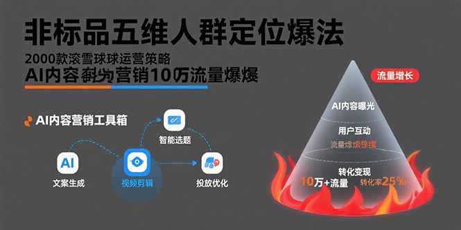 非標品五維人群定位法，2000款滾雪球運營策略，AI內容營銷10萬流量引爆 - 嚴選資源大全