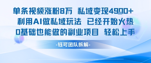 單條視頻私域變現4.9k+利用AI做私域玩法 已經開始火熱0基礎也能做的副業項目輕松上手 - 嚴選資源大全