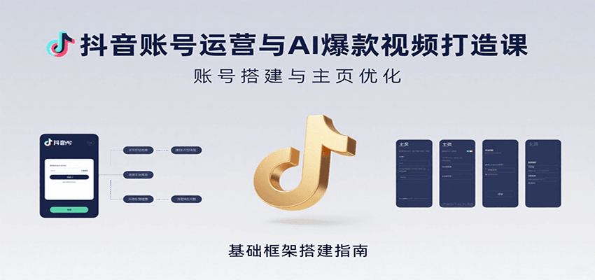 抖音賬號運營與AI爆款視頻打造課:含賬號搭建、運營及多種AI特效視頻制作方法 - 嚴選資源大全