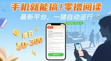 手機就能搞！零擼閱讀掛G，最新平臺，一鍵自動運行，隨時隨地掙，單日50-3張+【揭秘】 - 嚴選資源大全