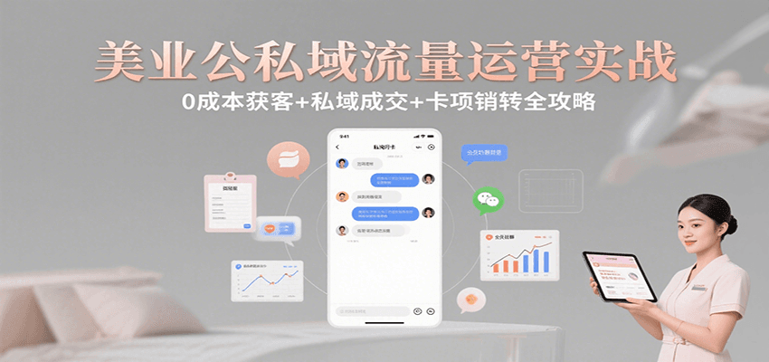 美業公私域流量運營實戰：0成本獲客+私域成交+卡項銷轉全攻略 - 嚴選資源大全