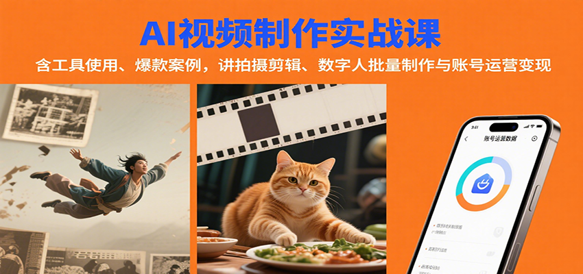 AI視頻制作實戰：含工具使用、爆款案例，講拍攝剪輯、數字人批量制作與賬號運營變現 - 嚴選資源大全