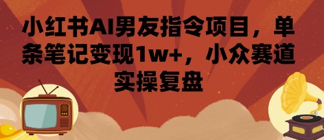 小紅書AI男友指令項目，單條筆記變現1w+，小眾賽道實操復盤 - 嚴選資源大全
